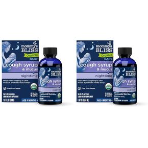 شراب السعال والمخاط العضوي للأطفال من Mommy's Bliss ليلاً، يحتوي على الصبار العضوي وأوراق اللبلاب، مصنوع للأطفال بعمر 4 أشهر فما فوق، 1.67 أونصة سائلة in Kuwait