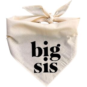 Big Sis Dog Bandana Beige Cream Minimal Simple Creamy tan Natural Cotton Baby Announcement Pregnancy Announcement in Kuwait