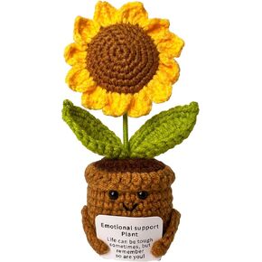 Emotional Support Crochet Flower in Pot,Uplifting Handmade Knitted Plush Plant with Positive Affirmation Card,Cheerful Gift for Office Desk Decor,Home,Car(Pink Tulip) in Saudi Arabia