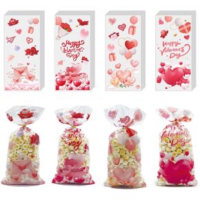 GiiBiiy Valentine Gift Bags Valentines Cellophane Treat Bags Bulk for Goodie Candy Gift Tags with Twist Ties 120 PCS in Saudi Arabia