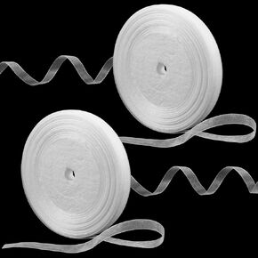 100 Yards 2/5 inch White Sheer Organza Ribbon Chiffon Fabric Mesh Ribbon Thin White Tulle Ribbons for Gift Wrapping, Wedding, Crafts, Decoration in Kuwait