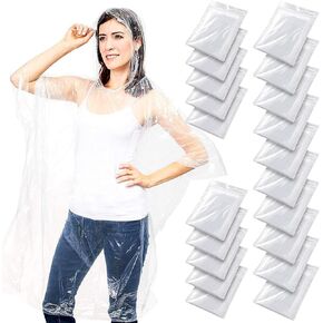 Juvale 50 Pack Disposable Rain Ponchos for Adults, Bulk Emergency Ponchos with Hood, Individually Wrapped Raincoats, Rainbow Colors, Clear, Family, Women, Men, One Size in Kuwait