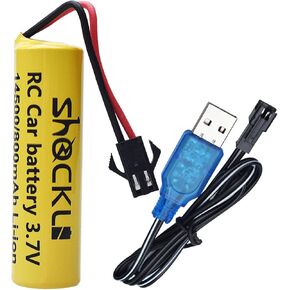 سيارة التحكم عن بعد RC 3.7 فولت بطارية 800 مللي أمبير [ترقية 500 مللي أمبير]، بطارية ليثيوم أيون قابلة للشحن 3.7 فولت قابس SM-2P مع كابل شاحن USB لشاحنات RC سيارة حيلة E35 DE38 DE40 DE50 TB202-(عبوة واحدة) in Kuwait