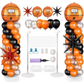 2 Sets Basketball Balloon Column Stand Kit Balloon Arch with Adjustable Stands Tower Kit 100 Latex Balloons Star Foil Balloons for Basketball Birthday Party Decorations in Kuwait