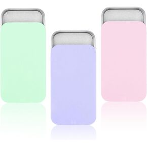 TIESOME 3 PCS Metal Tin Box Containers, 2.36 x1.33 x 0.4 Inch Small Metal Box Mini Rectangular Slide Top Containers Hinged Tin Boxes for Candies Jewelry Crafts Pills Survival Kit(Pink,Green,Purple) in Kuwait