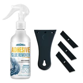 مجموعة بخاخ مزيل اللاصق والملصقات والغراء مع مكشطة بلاستيكية، تزيل الملصقات والملصقات والغراء والشحوم لخشب النوافذ وأكثر من ذلك بسرعة - 3.3 أونصة سائلة in Kuwait