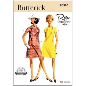 Butterick B6990K5 1960's Vintage Misses 'Semi-Fitted Dress Packet نمط الخياطة، رمز التصميم B6990، الأحجام 8-10-12-14-16 in Saudi Arabia