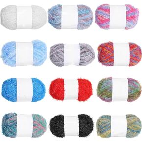 12 Skeins Scrubby Yarn 230 Ft/ 76.7 Yard, 3 oz Assorted Colors Scrubby Stripes Polyester Scrub Yarn for Knitting Weaving Crochet Craft Project (12 Colors) in Saudi Arabia