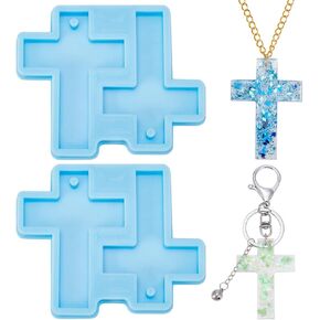UNICRAFTALE 2Pcs Cross Silicone Resin Molds Blue Cross Earring Earring Molds Epoxy Resin Mold Crucifix Casting Mold for DIY Craft Earring Keychain Necklace Pendant Jewelry Making 3''x2.4'' in Saudi Arabia
