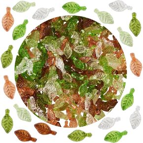 Beadthoven 320pcs Acrylic Green Leaf Beads Transparent Green Maple Leaves Shaped Beads Charms Bulk Cute Crystal Jewelry Hanging Ornaments for Jewelry Making Necklace Earrings Bracelets DIY Supplies in Saudi Arabia