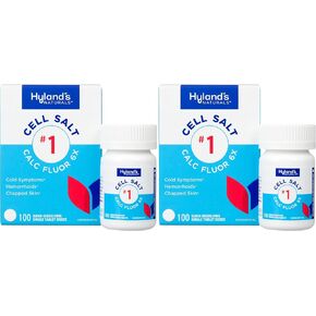 Hyland's Naturals Cell Salt رقم 1 أقراص فلور الكالسيوم 6X، تخفيف طبيعي لنزلات البرد والبواسير والجلد المتشقق، أقراص سريعة الذوبان، 100 قرص in Kuwait