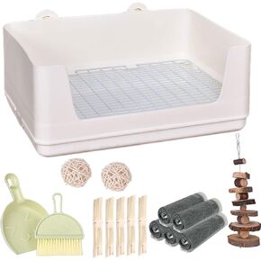 RUBYHOME Large Rabbit Litter Box Bunny Potty Training Corner Litter Pan with Deep Bottom Collection Tray, Small Animal Bedding Toilet for Adult Guinea Pig, Ferret in Kuwait