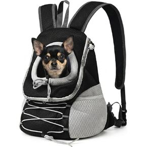Dog Carrier Backpack for Small Dogs｜Pet Travel Shoulders Bag - Puppy Holder for Chest-Front Dog Baby Carring Ventilated for Hiking & Camping, Black Grey, S in Kuwait