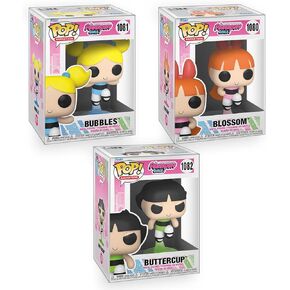 فانكو بوب! Powerpuff Girls - مجموعة من 3 - مجسمات من الفينيل Bubbles وBlossom وButtercup مجمعة مع واقي الصندوق in Kuwait