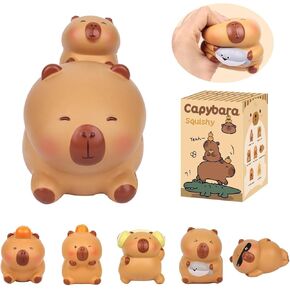 Capybara Squeezable Series Blind Box Figure, Random Design Animal Figures Collectible Toy, Cute Stress Relief Simulation Squeeze Toy for Gift (3.54-4.72'' H) in Saudi Arabia