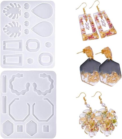2pcs Resin Earring Molds, Silicone Epoxy Resin Jewelry Molds Geometric Dangle Pendant Molds for Women in Saudi Arabia