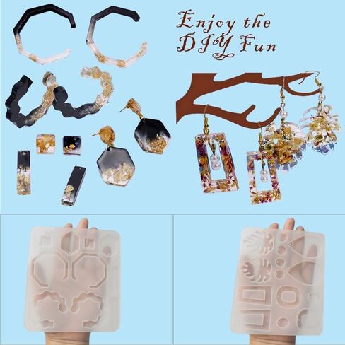 2pcs Resin Earring Molds, Silicone Epoxy Resin Jewelry Molds Geometric Dangle Pendant Molds for Women in Saudi Arabia