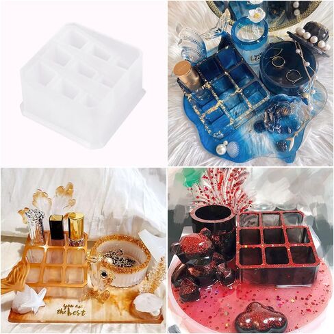 BIGEBO Lipstick Holder Silicone Mold, 1 Pcs Multi-Slot Desk Organizers Mold DIY Epoxy Resin Casting Silicone Mold for Lipsticks, Pens Markers Storage in Saudi Arabia