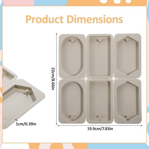 Hole Molds Silicone, 1 Pcs Resin Keychain Molds Rectangular Rhombic Elliptical Resin Handicraft Mold with Hanging Holes for DIY Jewelry Craft Making Pendant Decoration (Dark Gray) in Saudi Arabia