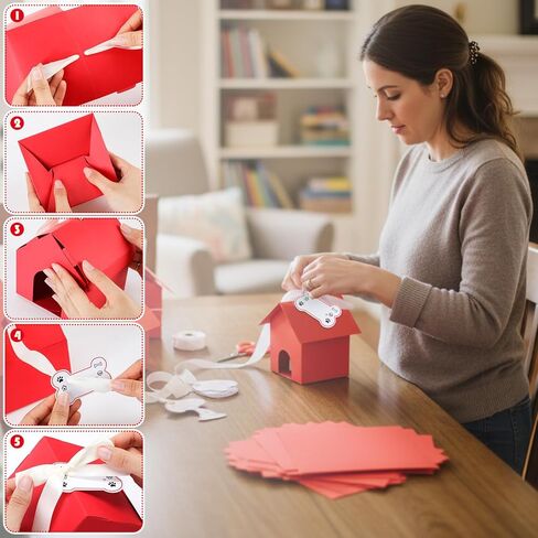 ForraFun 24 Set Red Dog House Themed Party Boxes with Hole Tags Puppy Treat Boxes for Candy Cookie Gift Giving Pet Party Supplies Adopt Pet Gift Puppy Birthday Favor Shower Decoration in Kuwait