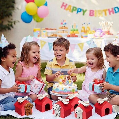 ForraFun 24 Set Red Dog House Themed Party Boxes with Hole Tags Puppy Treat Boxes for Candy Cookie Gift Giving Pet Party Supplies Adopt Pet Gift Puppy Birthday Favor Shower Decoration in Kuwait