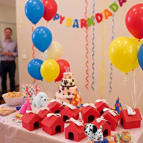 ForraFun 24 Set Red Dog House Themed Party Boxes with Hole Tags Puppy Treat Boxes for Candy Cookie Gift Giving Pet Party Supplies Adopt Pet Gift Puppy Birthday Favor Shower Decoration in Kuwait