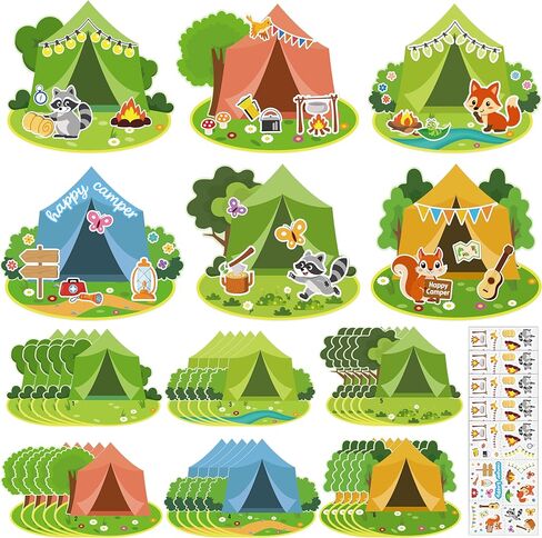 Moon Boat 30 Sets Camping Craft Sticker Kit - DIY Camp Bulk for Summer Classroom School VBS Activities Party Favor Supplies in Saudi Arabia