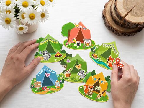 Moon Boat 30 Sets Camping Craft Sticker Kit - DIY Camp Bulk for Summer Classroom School VBS Activities Party Favor Supplies in Saudi Arabia