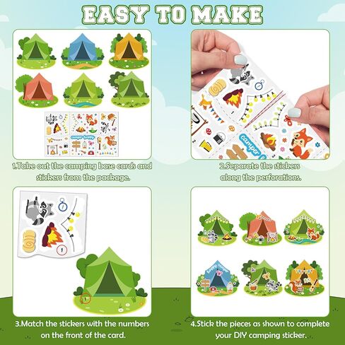 Moon Boat 30 Sets Camping Craft Sticker Kit - DIY Camp Bulk for Summer Classroom School VBS Activities Party Favor Supplies in Saudi Arabia