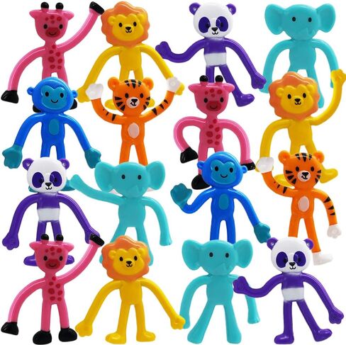ArtCreativity Animal Bendable Figures, Set of 48, Stress Relief Bendy Toys for Kids in Panda, Tiger, Giraffe, Monkey, Elephant and Lion Designs, Bendable Toys, Zoo Animal Party Favors in Saudi Arabia