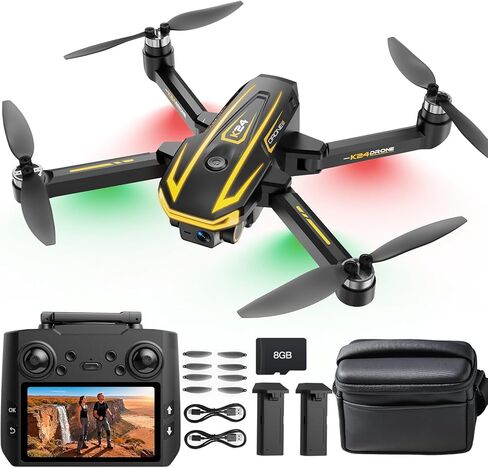 طائرة بدون طيار FPV مع كاميرا 4K للبالغين، شاشة كبيرة على جهاز التحكم عن بعد، قطعتان من البطاريات وحقيبة حمل، هدية للرجال، طائرة كوادكوبتر سهلة الطيران للمبتدئين مع وضع التدفق البصري in Kuwait