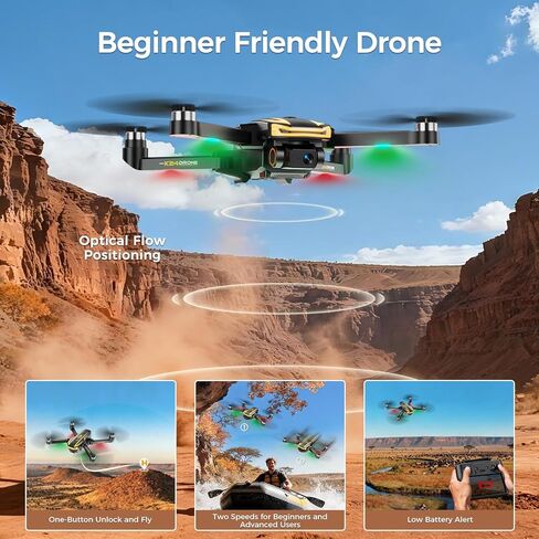 طائرة بدون طيار FPV مع كاميرا 4K للبالغين، شاشة كبيرة على جهاز التحكم عن بعد، قطعتان من البطاريات وحقيبة حمل، هدية للرجال، طائرة كوادكوبتر سهلة الطيران للمبتدئين مع وضع التدفق البصري in Kuwait