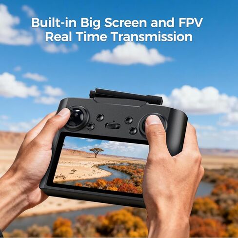 طائرة بدون طيار FPV مع كاميرا 4K للبالغين، شاشة كبيرة على جهاز التحكم عن بعد، قطعتان من البطاريات وحقيبة حمل، هدية للرجال، طائرة كوادكوبتر سهلة الطيران للمبتدئين مع وضع التدفق البصري in Kuwait