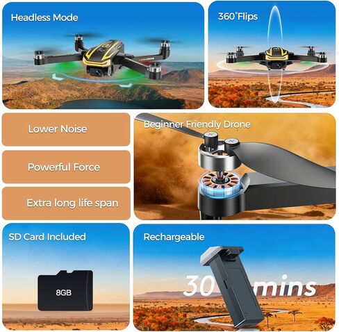 طائرة بدون طيار FPV مع كاميرا 4K للبالغين، شاشة كبيرة على جهاز التحكم عن بعد، قطعتان من البطاريات وحقيبة حمل، هدية للرجال، طائرة كوادكوبتر سهلة الطيران للمبتدئين مع وضع التدفق البصري in Kuwait