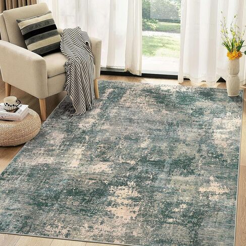 Washable Rug 5x7 Area Rugs: Modern Abstract Neutral Soft Rug for Living Room Bedroom Dining Room Under Kitchen Table Home Office Decor - Brown in Saudi Arabia