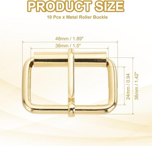 PATIKIL Metal Roller Buckle, 10Pcs 1.5 Inch (38mm) Belts Hardware Multi-Purpose Pin Buckles for Bags Leather Belt Strap DIY Crafts Dog Leash, Light Gold in Saudi Arabia