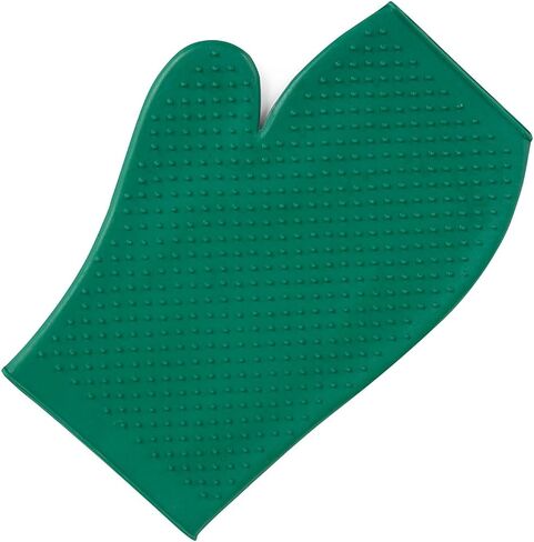 Jeffers GROOMIT Rubber Grooming Glove for Horses, Dogs & Cats – Pet Deshedding Mitt, Bathing & Massage Brush, Hair Remover, Curry Tool, Reusable Grooming Essential for Shedding Fur - Dark Green in Saudi Arabia