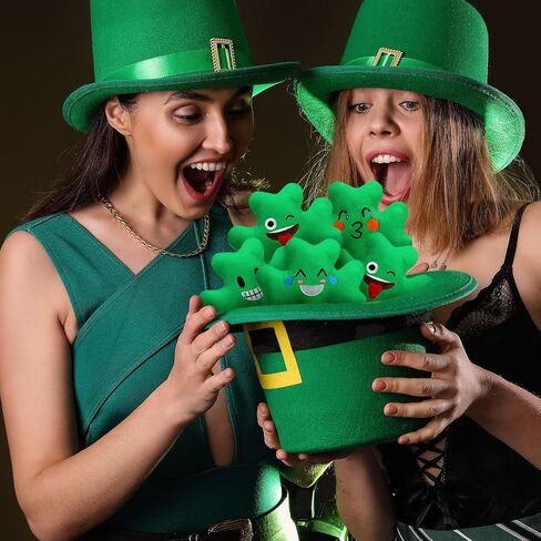 12 Pcs St. Patrick's Day Stuffed Plush Shamrock St. Patrick's Day Soft Smile Shamrock Gifts Bulk Irish Green Plush Toy Lucky Clover Stuffed Decorations for Home Tiered Tray, 5 Inch in Saudi Arabia