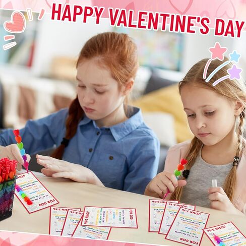 24 Set Religious Valentine's Day Gift Bible Card with Stackers Crayons Love Heart Shape Crystal Clear Tape for Kid Classmates Sunday School Gift Valentine Classroom Exchange Party Favor Vbs in Saudi Arabia