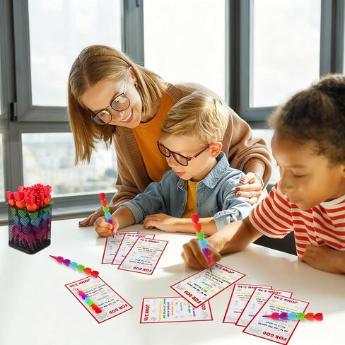 24 Set Religious Valentine's Day Gift Bible Card with Stackers Crayons Love Heart Shape Crystal Clear Tape for Kid Classmates Sunday School Gift Valentine Classroom Exchange Party Favor Vbs in Saudi Arabia