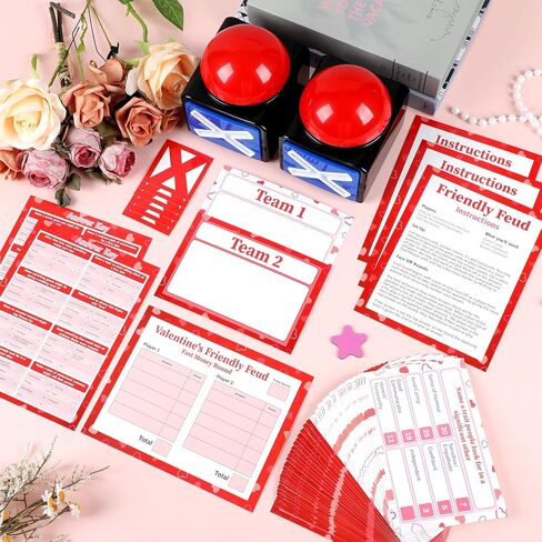 لعبة gisgfim Valentine Friendly Feud مع قطعتين من لعبة الطنان مع الضوء والصوت، لعبة بطاقات حفلات عيد الحب، لعبة عائلية ليلية، لعبة مسابقة ممتعة، عداء ممتع لمستلزمات حفلات عيد الحب in Saudi Arabia