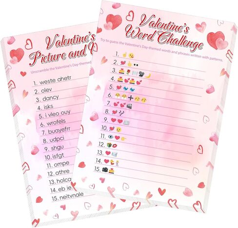YQUQWN 31 قطعة من بطاقات ألعاب تخمين صور عيد الحب وتدافع الكلمات، أنشطة حفلات ممتعة على الوجهين للبالغين، والعائلات، والمكاتب، والمجموعات الكبيرة، ألعاب عيد الحب، ألعاب عيد الحب in Kuwait