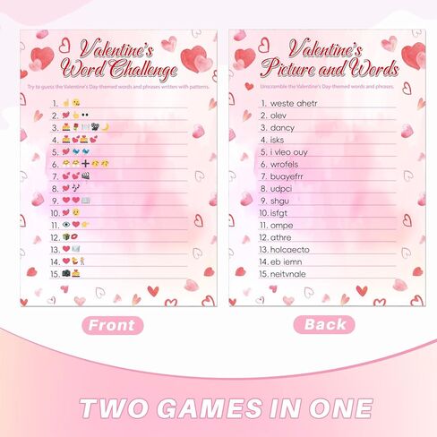 YQUQWN 31 قطعة من بطاقات ألعاب تخمين صور عيد الحب وتدافع الكلمات، أنشطة حفلات ممتعة على الوجهين للبالغين، والعائلات، والمكاتب، والمجموعات الكبيرة، ألعاب عيد الحب، ألعاب عيد الحب in Kuwait