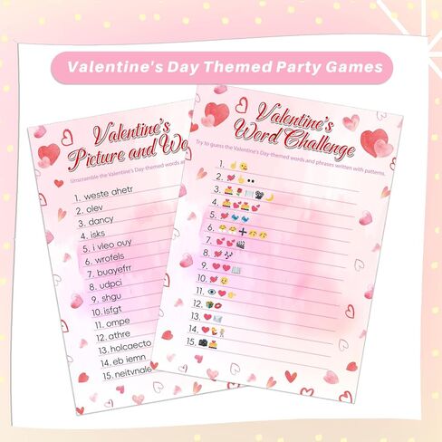 YQUQWN 31 قطعة من بطاقات ألعاب تخمين صور عيد الحب وتدافع الكلمات، أنشطة حفلات ممتعة على الوجهين للبالغين، والعائلات، والمكاتب، والمجموعات الكبيرة، ألعاب عيد الحب، ألعاب عيد الحب in Kuwait