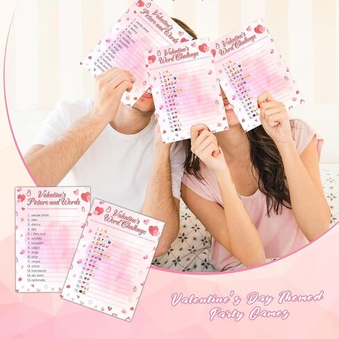 YQUQWN 31 قطعة من بطاقات ألعاب تخمين صور عيد الحب وتدافع الكلمات، أنشطة حفلات ممتعة على الوجهين للبالغين، والعائلات، والمكاتب، والمجموعات الكبيرة، ألعاب عيد الحب، ألعاب عيد الحب in Kuwait