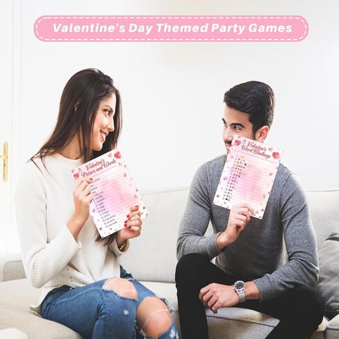 YQUQWN 31 قطعة من بطاقات ألعاب تخمين صور عيد الحب وتدافع الكلمات، أنشطة حفلات ممتعة على الوجهين للبالغين، والعائلات، والمكاتب، والمجموعات الكبيرة، ألعاب عيد الحب، ألعاب عيد الحب in Kuwait