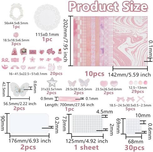 OLYCRAFT 82Pcs Ita Bag Accessories Pack Ita Bag Making Supplies Pink Craft Supplies Included Paper Stickers Ribbon Cabochons Bowknots Flowers for Anime Bags Decorations Handmade DIY Project in Saudi Arabia