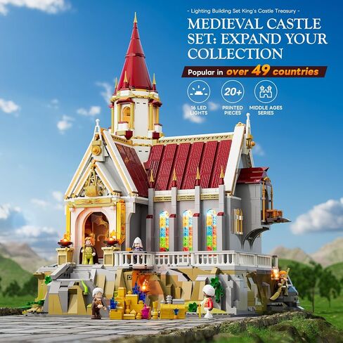Medieval King's Castle Treasury Building Bricks Set - Middle Ages City Town Modular Collection Display Kit with Minifigures 3209 Pcs for Adults & Teens in Kuwait