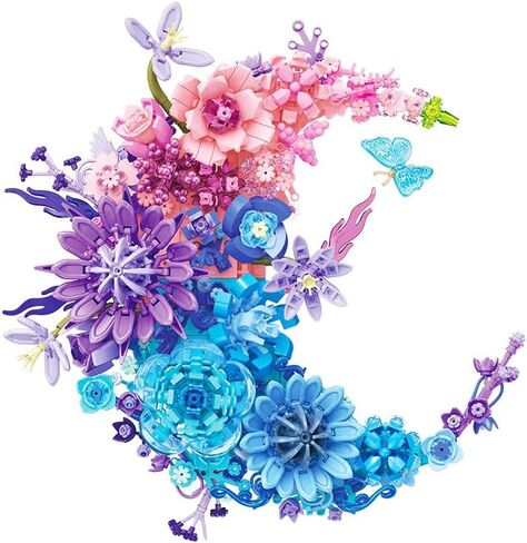 Eternal Flower Building Blocks Set, Simulated Artificial Flowers Moon Models, Home Decor or Idea Present for Adults and Kids, Valentine's Day Gifts for Girls, Standard Particles 934 PCS (JJ9094) in Saudi Arabia