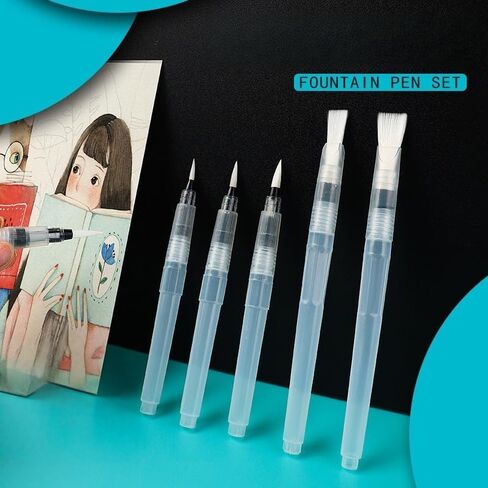 Refillable Watercolor Brush Pen Set – 6 Leak-Proof Blending Tips for Painting, Calligraphy & Adult Coloring in Saudi Arabia